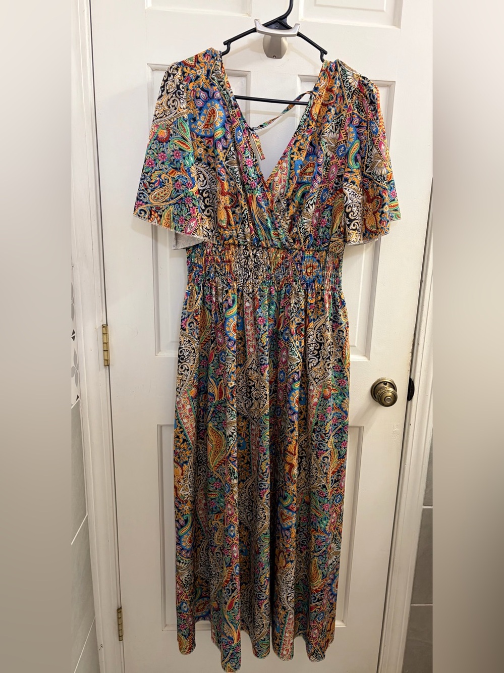 SHEIN Multicolor Paisley V-Neck Maxi Dress